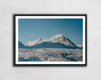 Scottish Highlands in winter, digital download, snow-covered Buachaille Etive Mor