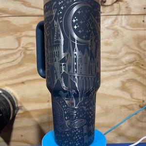 Custom Engraved 40 Ounce Tumbler Dupe WIZARD Design silicone Stormy Blue