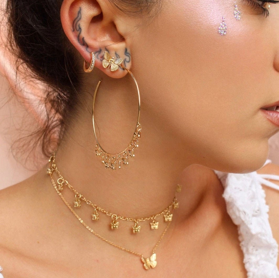 GOLD Butterfly Chokers Butterfly Necklace Layered Choker Etsy