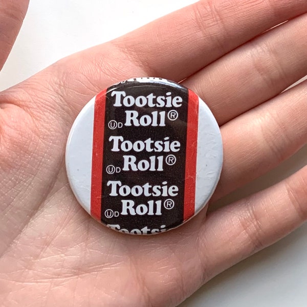 Tootsie Roll Pinback Button 1.75” Original Flavor Candy Wrapper Pin, stocking stuffer