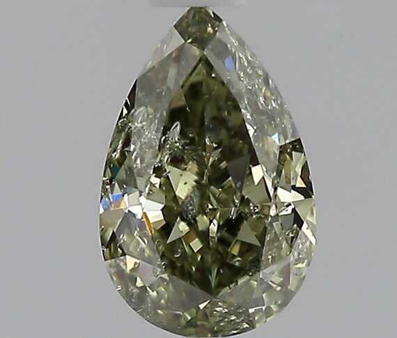 0.52ct GIA Natural Fancy Dark Gray Yellowish Green Color Diamond - Chameleon
