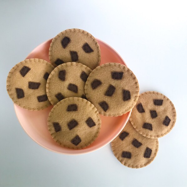 Chocolate Chip Cookies|Chocolate Chip|Felt Cookie|Felt Food|Play Food|Pretend Food|Kids Play Food|Pretend Play|Play Kitchen|Dessert