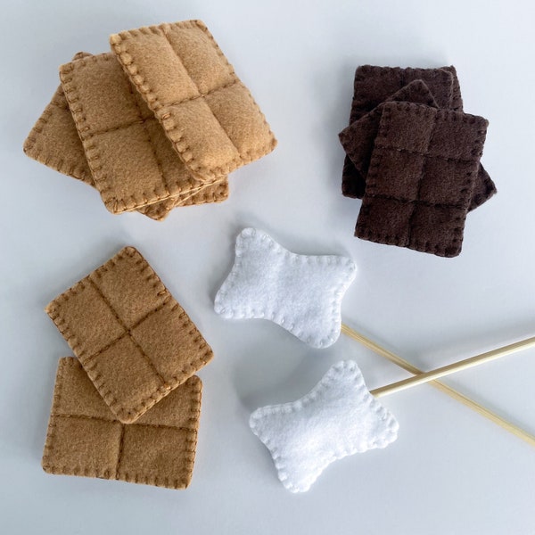 S'more/Felt S'more/Felt Smore/Smore/Felt Dessert/Cibo in feltro/Gioca con il cibo/Fai finta di mangiare/I bambini giocano con il cibo/Gioca con finta/Gioca in cucina/Gioca con il cibo in feltro