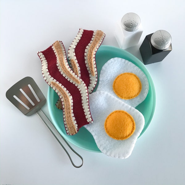 Bacon and Eggs|Felt Food|Play Food|Felt Breakfast|Pretend Food|Kids Play Food|Pretend Play|Play Kitchen|Breakfast Food|Felt Play Food