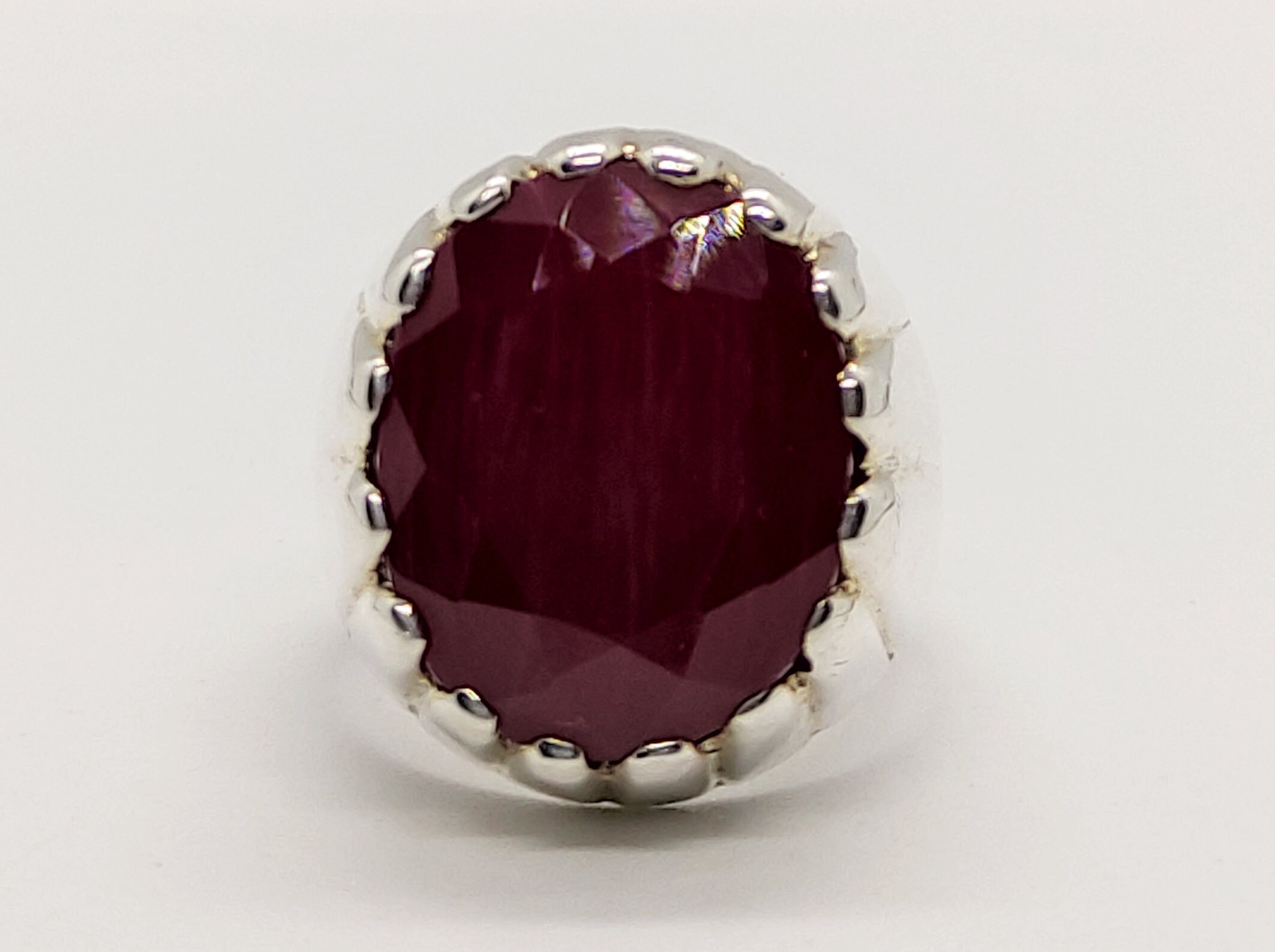 Big Oval Cut Deep Red Ruby Mens Ring Sterling Silver 925 | Etsy