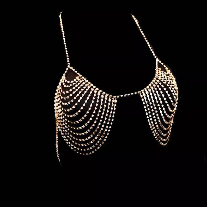 Rhinestone Sparkling Bra Rhinestone Sexy Body Chain Bra Etsy