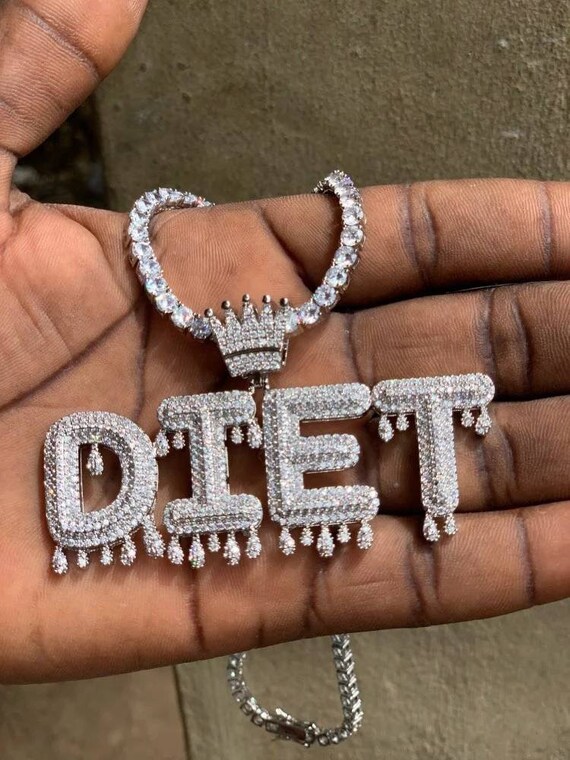 Custom Name Crown Bail Drip Initials 