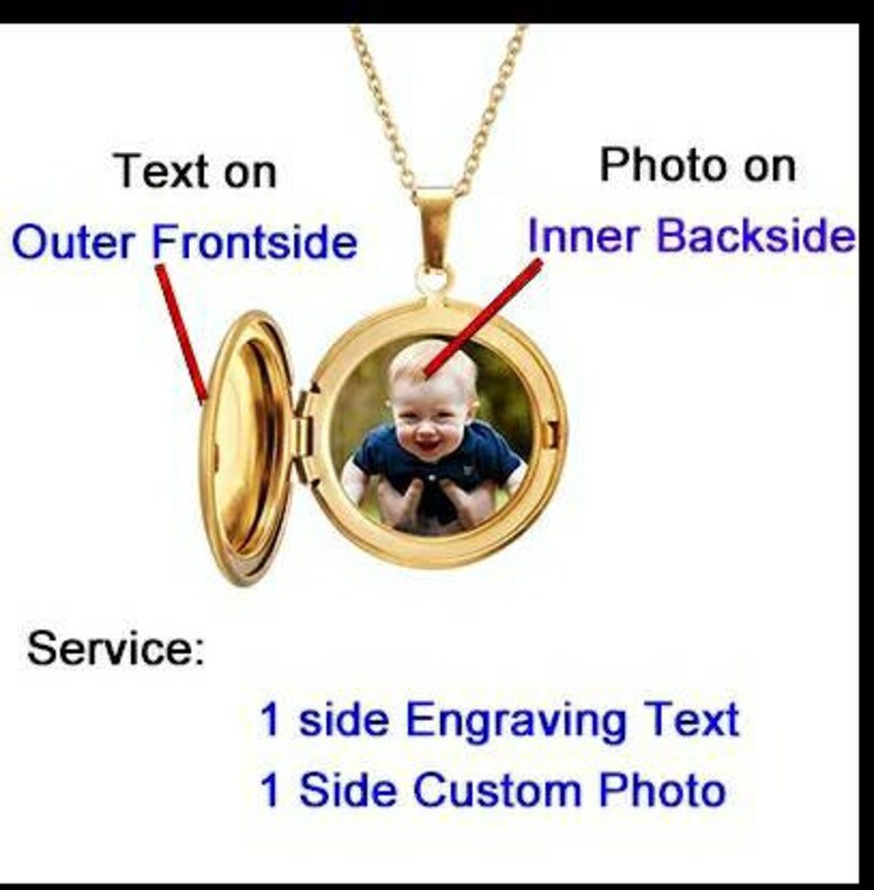 Photo Locket Necklace Custom Name Photo Round Memory Picture Etsy