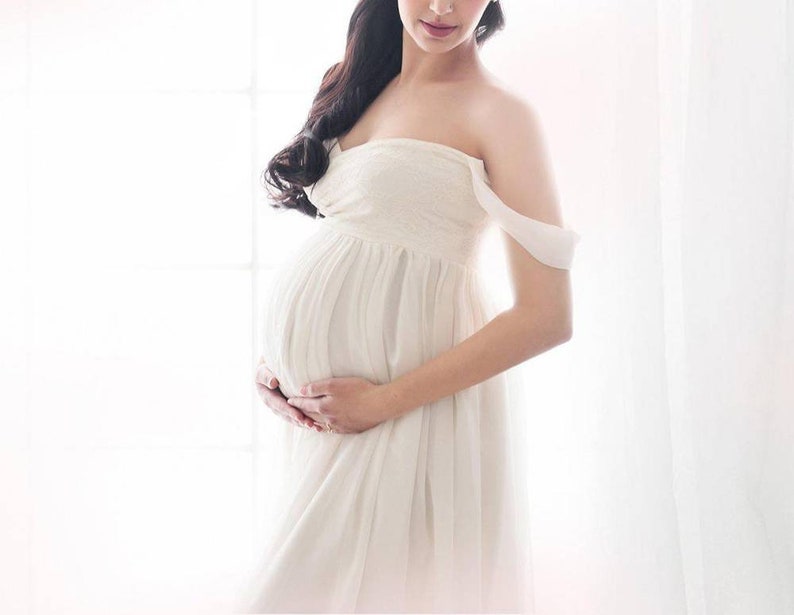 Maternity Dress for Photoshoot off Shoulder Chiffon Gown Etsy