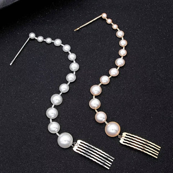 Pearl Hair Clips Bead Hair Extension Chain Hairband Festival Mardi Party  Hair Accessories for Women and Girls 