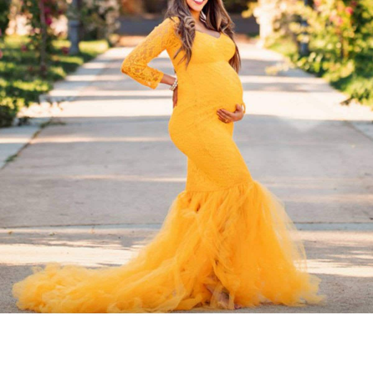 maternity yellow dresses