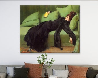 A Decadent Girl by Ramon Casas, Decadent young woman after the dance by roman cases, Decadent Young Woman Print, Oil Painting Reproduction