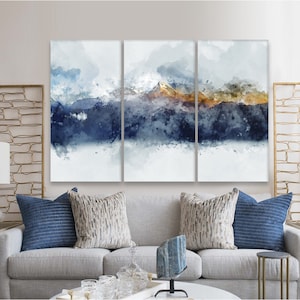 Minimalist mountain wall art, Abstract mountain painting, Mountain print, Mountain artwork, Watercolor mountain wall decor