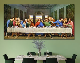 Jesus painting canvas, Jesus and the last dinner painting, Jesus Christ painting, The Last supper wall art, The last supper painting