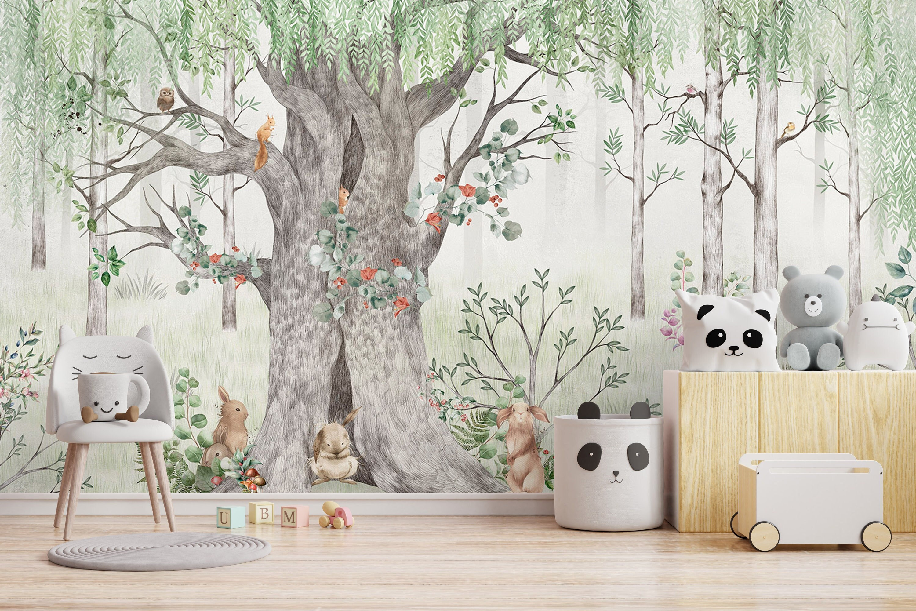 Cute Cow Pattern Painting Moisture Resistant Wallpaper Children's Room  Self-adhesive Home Decoration Wall Stickers Baby Bedroom Background  Wallpaper 1 Set 1PC*47.24x15.75 inches