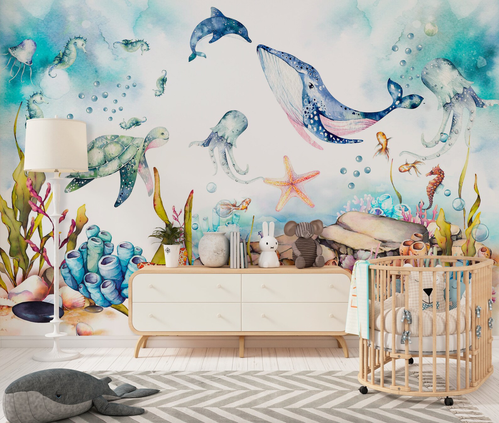 Ocean Wallpaper Kids Under the Sea Nursery Wallpaper Sea Etsy
