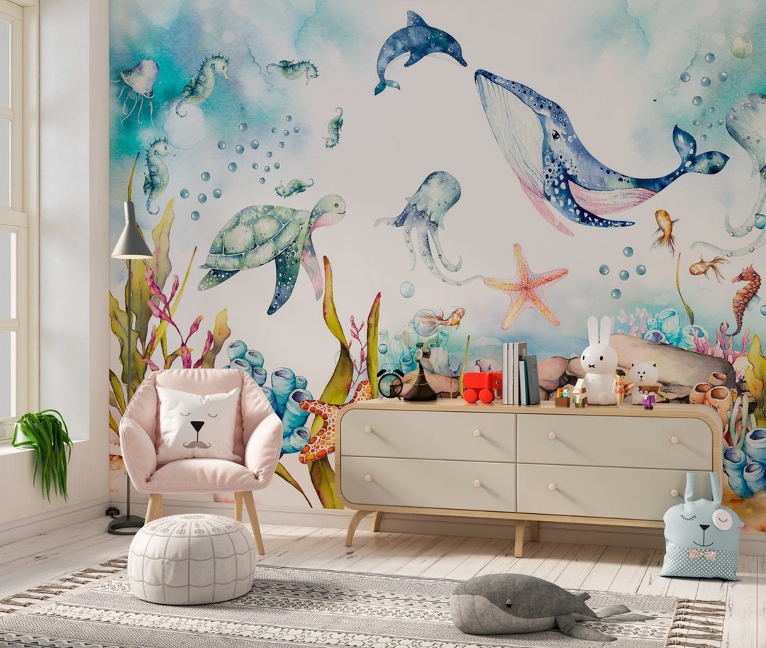 Ocean Wallpaper Kids Under the Sea Nursery Wallpaper Sea - Etsy