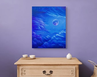 Celestial Glow - original celestial moon acrylic painting