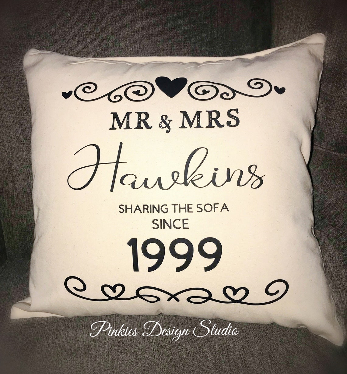 Mr & Mrs Cushion Sharing the sofa since 1999 personalised Etsy