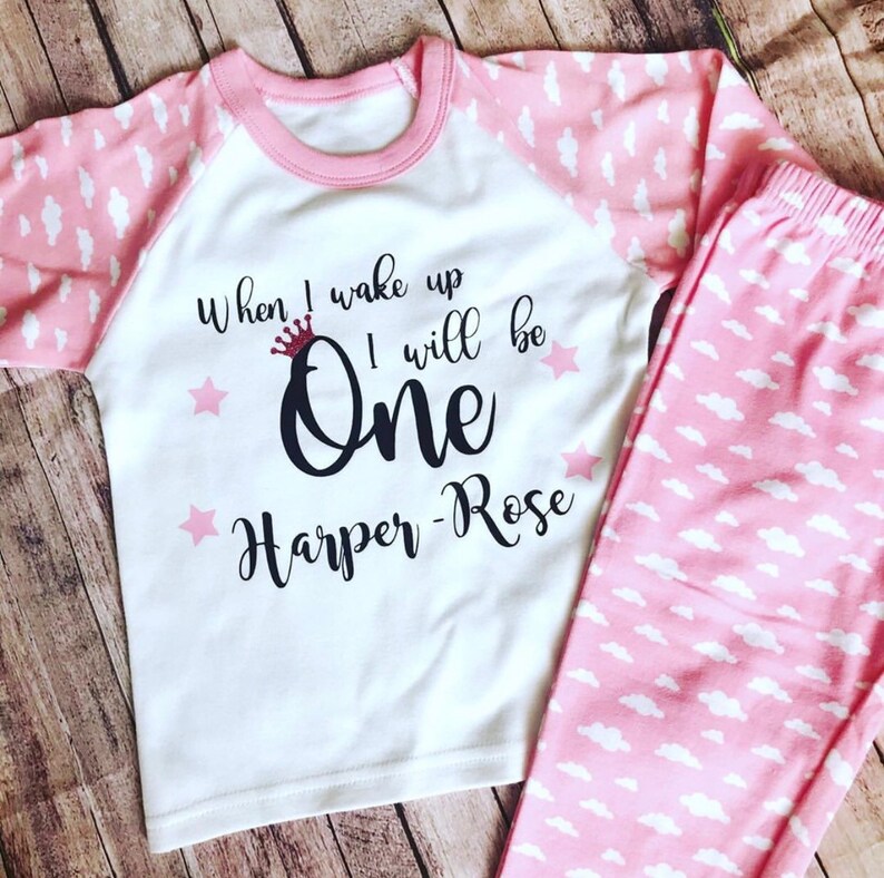 1st Birthday Pyjamas Girls or Boys When I wake up I will Etsy