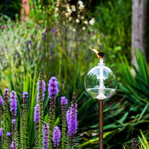 3 Fire Globe Garden Tiki Torch - vidrio soplado a mano - (Juego de tres)