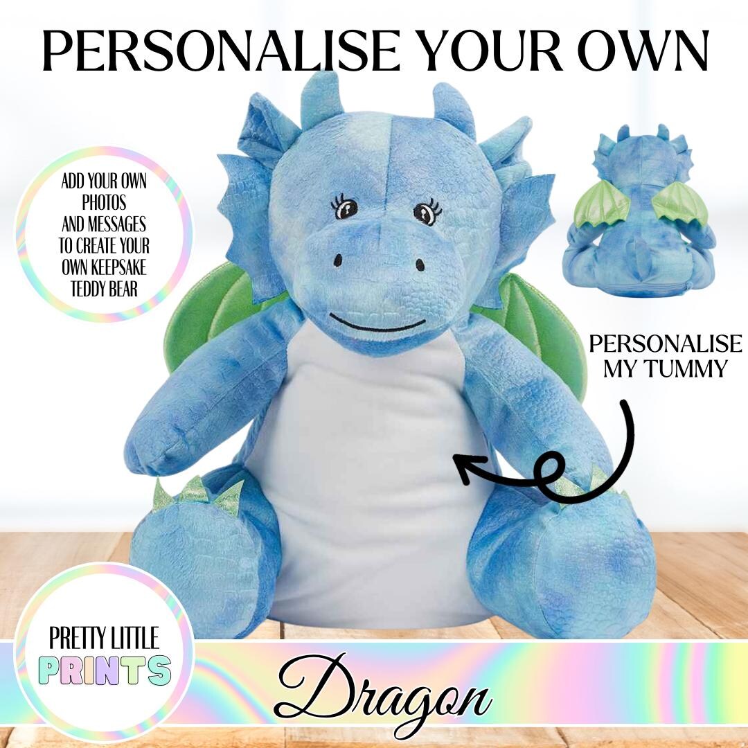 Personalised Dragon Teddy, Personalised Teddy, Plush, Gift, Photo Teddy ...