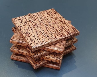 Coconut coasters | Palm tree wood | polished | square | exotic timber