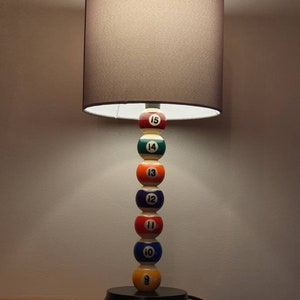 Pool Ball Lamp | Perfect for Mancave or home office | Spots, Stripes and Red