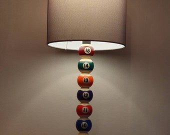 Pool Ball Lamp | Perfect for Mancave or home office | Spots, Stripes and Red