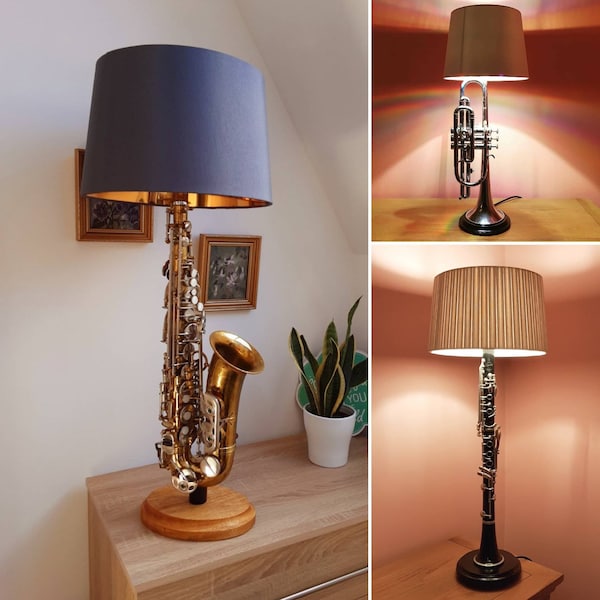 Custom Crafted Lamps: Unique Saxophone, Trumpet, Cornet, and Clarinet Lamps