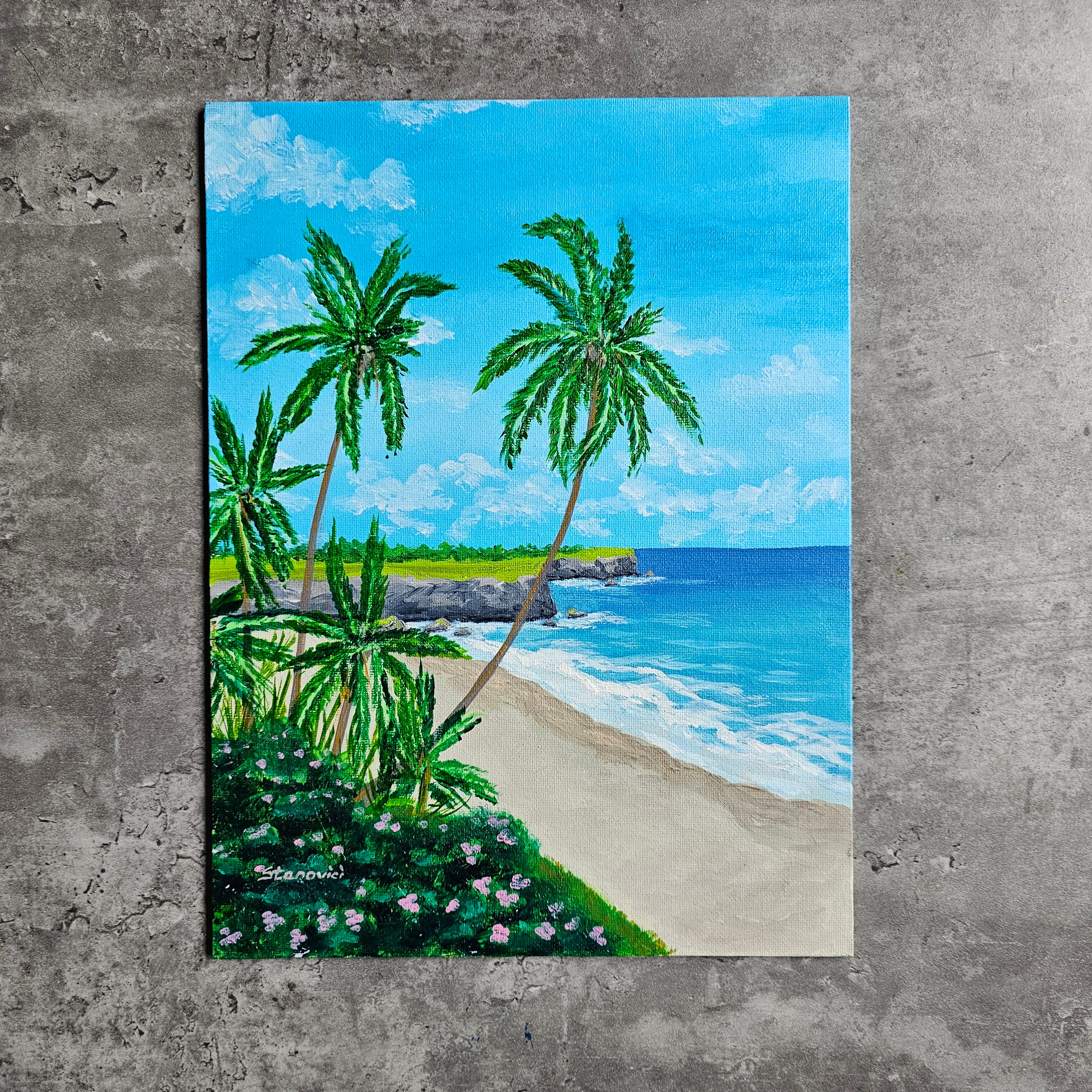 Lost Paradise- Original Acrylic Painting of an Exotic Beach With