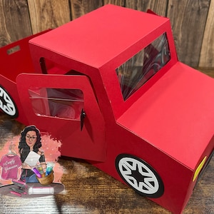 Ciężarówka papierowa, ciężarówka papierowa 3D zmontowana, pudełko na prezent, Walentynki, Dzień Ojca, Rocznica