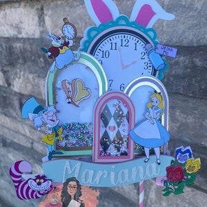 Alice in wonderland custom cake topper, shaker cake topper, Alice, custom, personalized cake topper