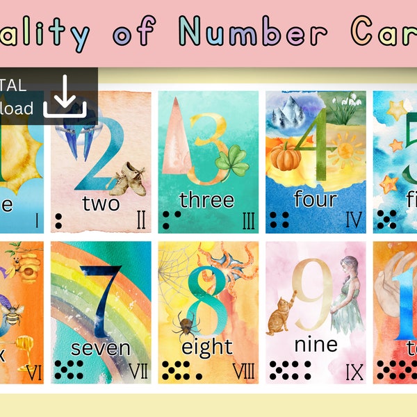 Waldorf quality of numbers | waldorf math curriculum | Waldorf introduction to number activity | number cards digital download