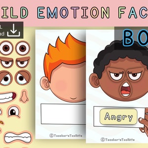 Emotion Flashcards Printable | Build a face activity | Emotional regulation lesson | Feelings Flashcard | Emotions Chart | toddler busy book