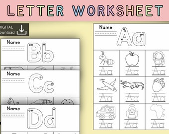 26 ABC printable alphabet sounds worksheets | letter formation practice | letter of the week | Preschool-KDG Phonics | letter tracing sheets
