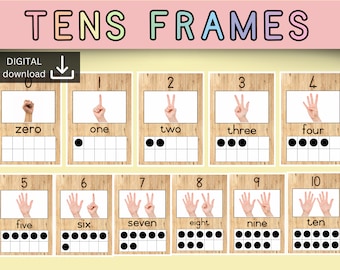 Tens frame number cards printable | maths mastery  | 0-10 numeral flash cards | maths display | finger counting | place value kindergarten