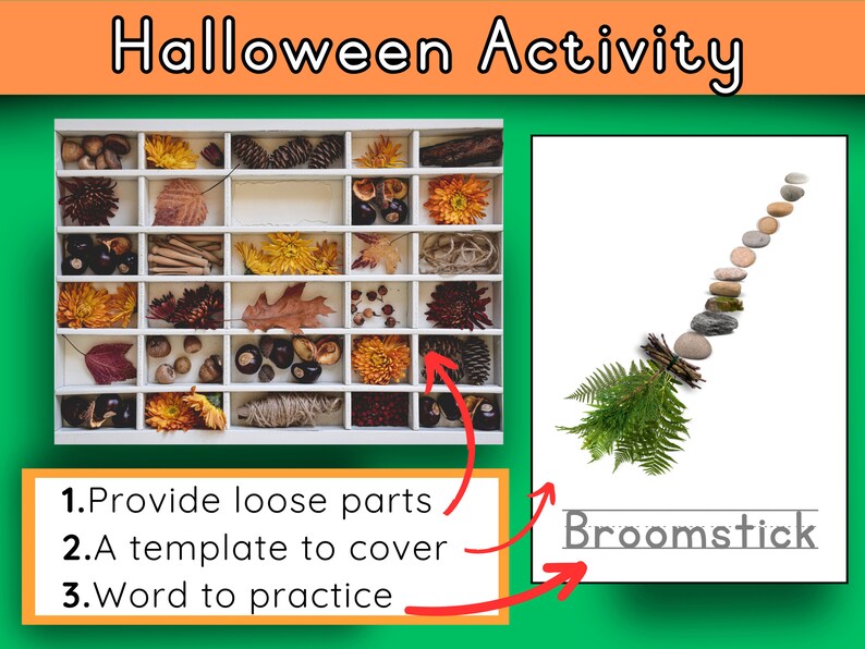 Halloween lösa delar lek höst | Halloween aktivitet utskrivbar | naturaktivitet | förskola Reggio klassrum | skogsskola idéer bild 2
