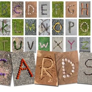 Cartes de l'alphabet nature téléchargement numérique imprimable Ressource EYFS Montessori Reggio classe lettrage affichage pièces détachées alphabet Emilia