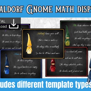 Waldorf math gnomes, math gnomes stories, waldorf math curriculum, Waldorf four processes, math poems digital download, printable math gnome