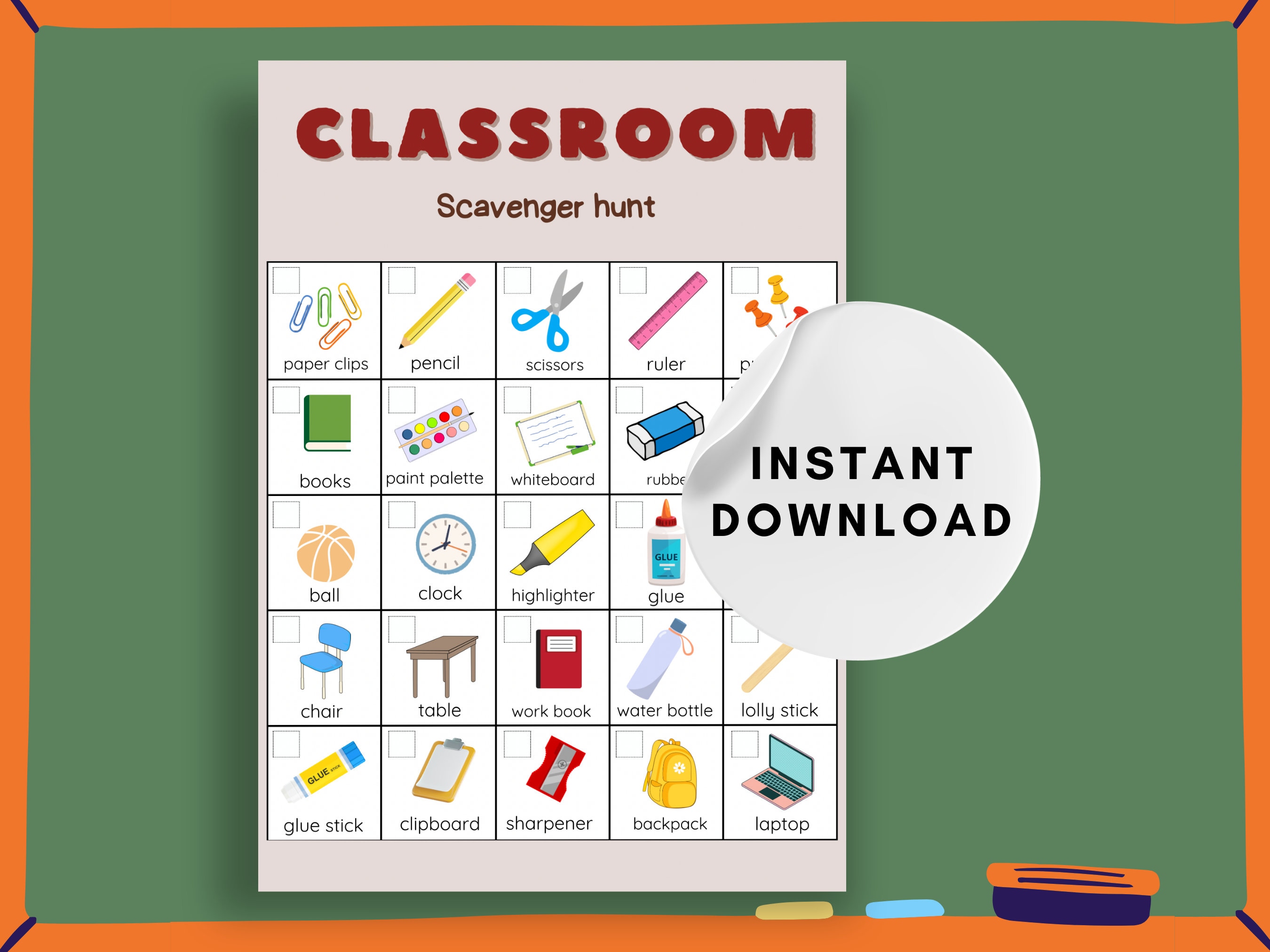 Printable Classroom Scavenger Hunt First Day of School Game New Class Printable Classroom Scavenger Hunt First Day of School Game New Class