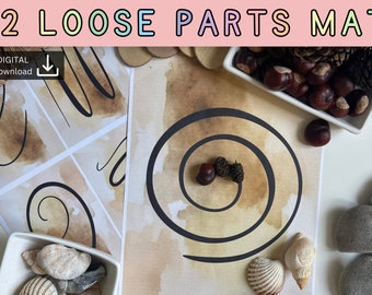 Luźne części do zabawy | Aktywność przed pisaniem | Klasa inspirowana Reggio | Aktywność przedszkolna | Nauka Montessori | Mata do zabawy z wzorem