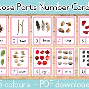 Zahlenkarten lose Teile Karten 0-10 druckbare digitaler Download EYFS Ressource Montessori Reggio Klassenzimmer Mathematik Mastery lose Teile spielen