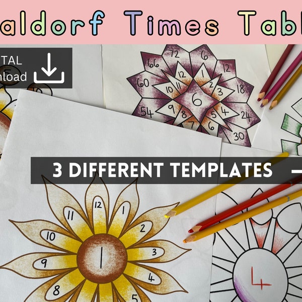 Waldorf times tables artistic geometry Steiner home school classroom display 1-12 activity multiplication flower math drills printable