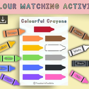 Juego de combinación de colores / Libro ocupado imprimible / Actividad educativa / Hoja de trabajo de educación en el hogar / Carpeta ocupada para niños pequeños / ideas de clasificación de colores