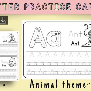 26 Tarjetas de rastreo ABC Phonics / práctica de formación de letras / Escritura y fonética de jardín de infantes preescolar / carta de la semana / imprimible
