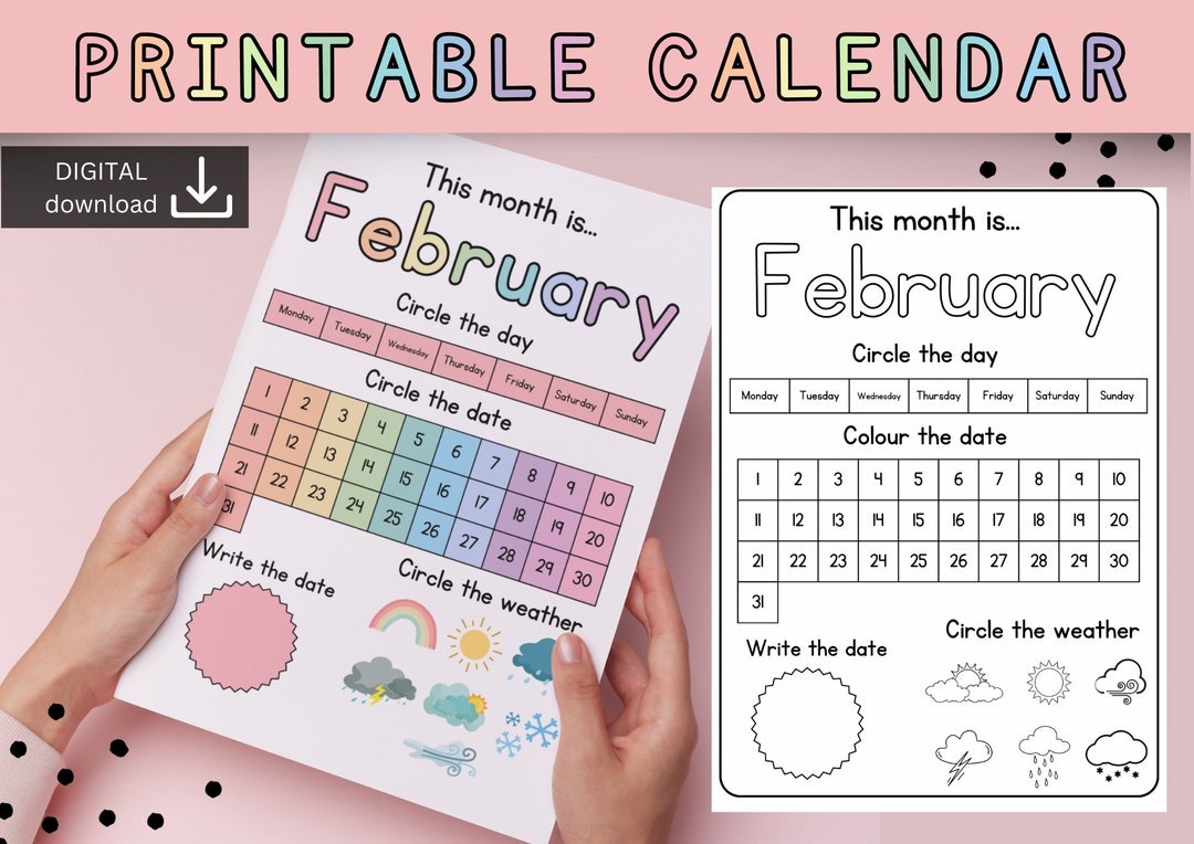 12 Printable Preschool Calendar Worksheet Pages | Month, Day, Date ...