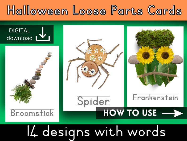 Halloween lösa delar lek höst | Halloween aktivitet utskrivbar | naturaktivitet | förskola Reggio klassrum | skogsskola idéer bild 1