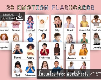 Photo Emotion Flashcards Printable | Features Real Children photo| Emotional regulation | Feelings Flashcards | Emotions Chart | Calm Corner