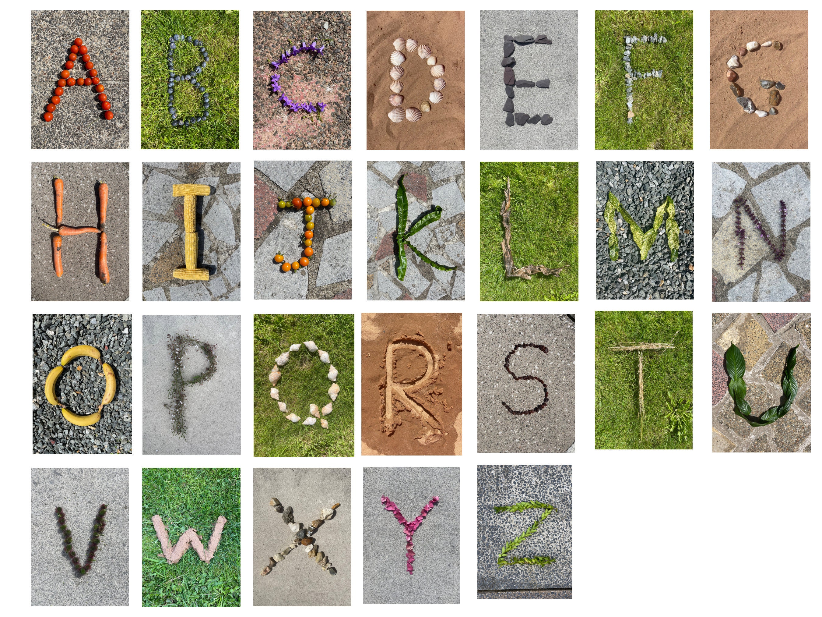 nature alphabet cards printable loose parts letter resource